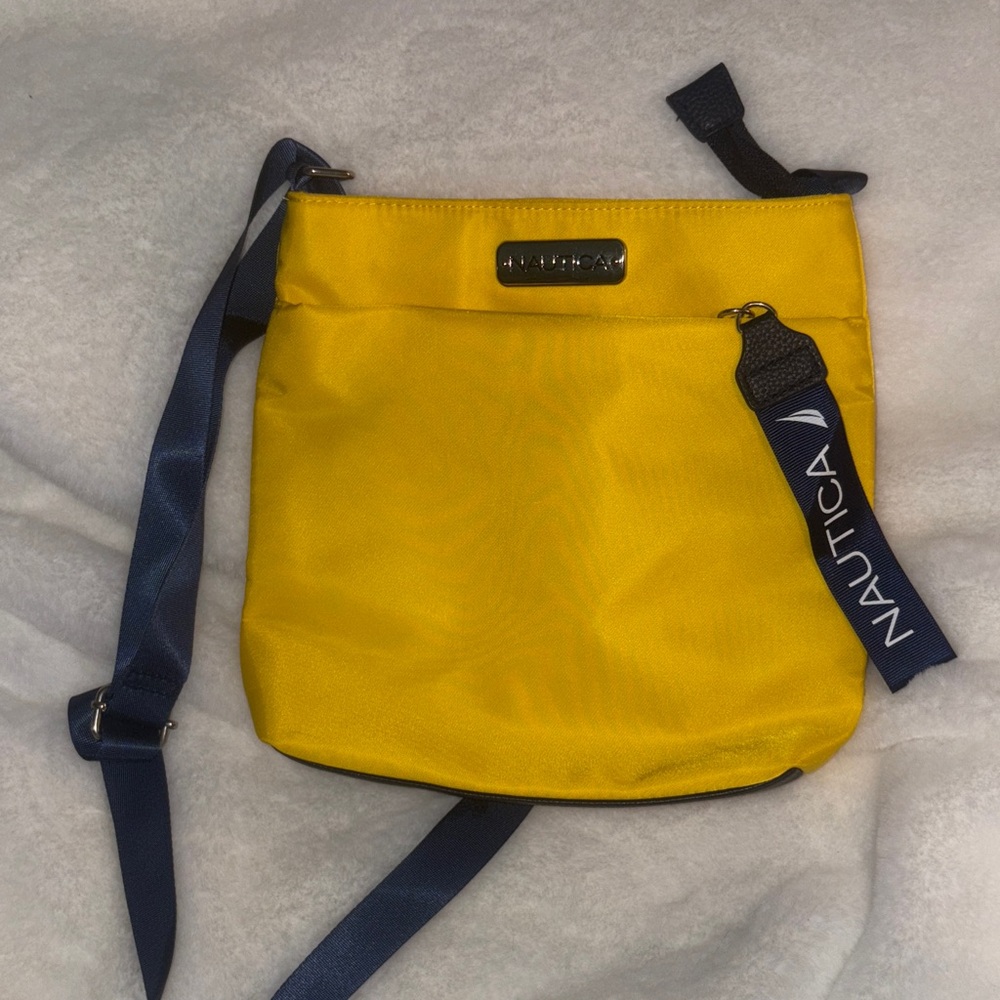 Nautica Bright Yellow Crossbody with Navy Strap